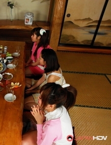 Nagisa, Hana, Maria have mouths and cunts