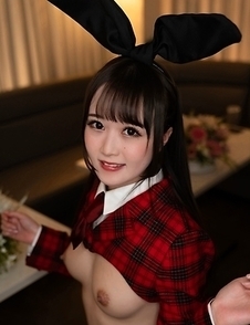 Lustful bunny Ria Kurumi teases her pussy and rides cock