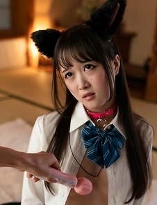 Japanese girl Ria Kurumi in school uniform gets cum in mouth
