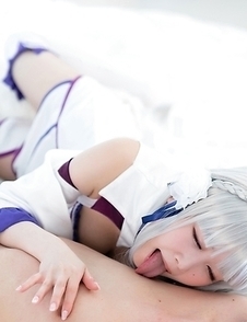Ria Kurumi handjob and licking her boyfriend's nipple