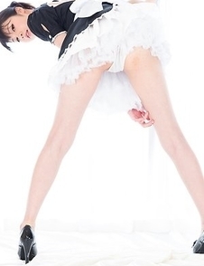 Long-legged maid Anna Matsuda showing her perfect legs in multiple positions