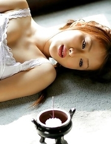 Saki Seto Asian with pigtails and white lingerie is so appetizing