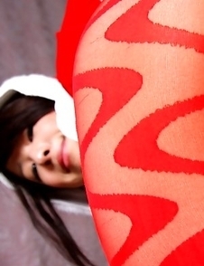 Yuma Ueda Japan is Santa hot girl in crotchless red pantyhose