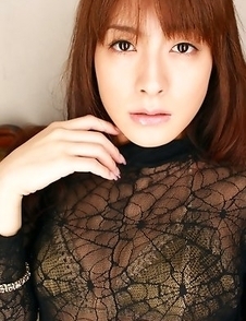 Rika Kawamura shows cunt in spider lace crotchless outfit