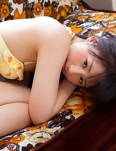 Rina Koike in colorful lingerie loves her dog pillows