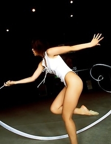 Miki Komori shows grace and flexibility in gymnastics moves