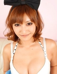 Asuka Kirara with bow in hair shows big hooters in bras