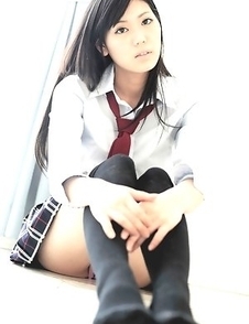Saemi Shinohara is sexy schoolgirl in uniform and socks