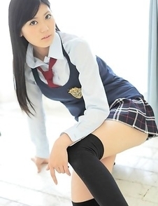 Saemi Shinohara is sexy schoolgirl in uniform and socks