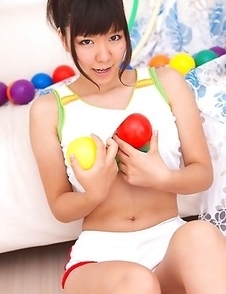 Ayana Tanigaki takes clothes off while playing with balls