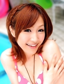 Hot brunette showing off with joy