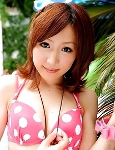 Hot brunette showing off with joy