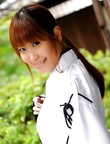 Cute Yuuno Hoshi poses for camera