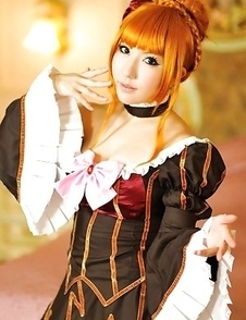 Saku is the most amazing blonde in epoque dress and room