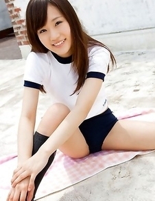 Kana Yuuki with hot ass in shorts wants to fly on broom