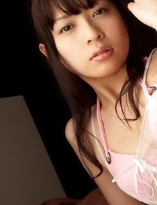 Hot Japanese Yuuri Shiina in pink thong and see through corset is spicy