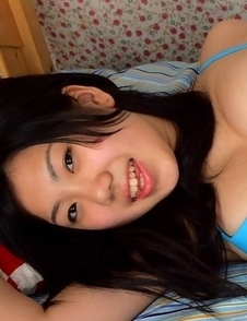 Miho Takai is proud owner of big boobs she has in blue bra