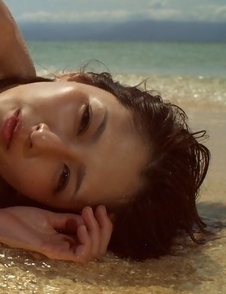 Neo babe with hot curves comes from water like a goddess