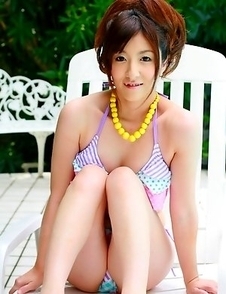 Hot Japanese brunette by the pool