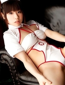 Hikari Azuma shows pussy in tiny thong of nurse uniform