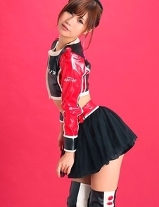 Ai Kumano is leering chick in long boots and short skirt