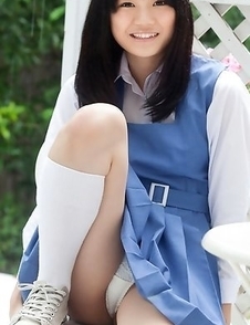 Ai Eikura is shy but shows nasty ass under uniform outdoor