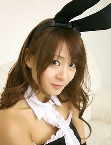 Yuki Aikawa with fishnet stockings and ears is hot bunny