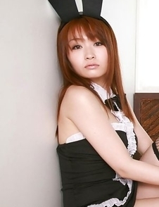 Aki Nishijima is sexy bunny with ears and fishnet stockings