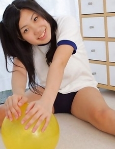 Miho Takai in sports outfit is sexy while playing with ball