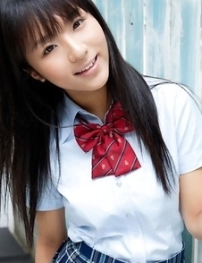 Miho Morita in school uniform loves flowers and fresh air