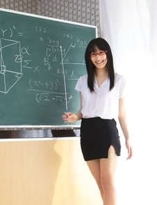 Yuri Hamada shows sexy legs in stockings while teaching